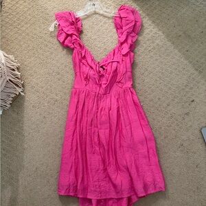 Hello Molly Pink Ruffle Mini Dress